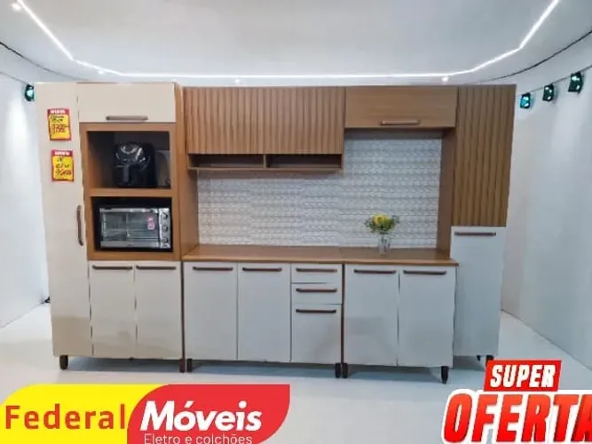 Armário de Cozinha 218cm OFF WHITE MEGA OFERTA
