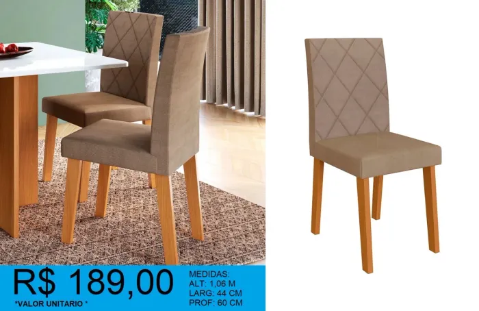 Cadeira de Jantar Estofada - Conforto e Elegância
