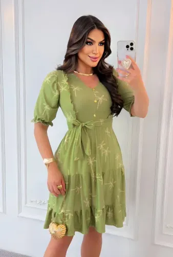 Vestido Curto No Joelho Midi Estampado ou Lido Novo (Pode Escolher)