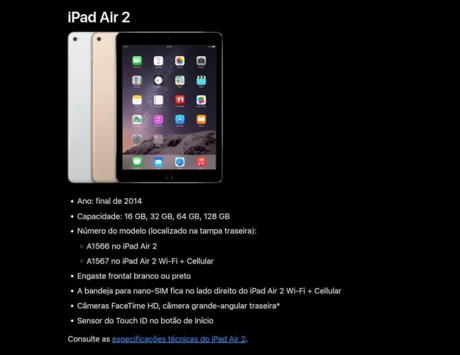 iPad Air 1 16gb Branco 