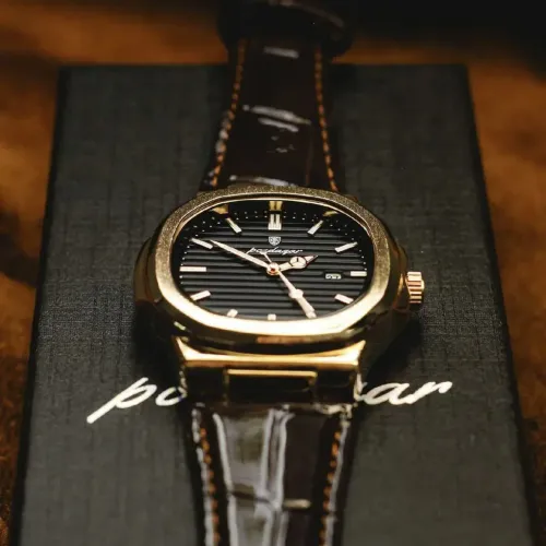 Relógio Masculino Dourado Elegante - Novo