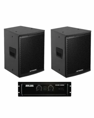 Kit Sistema Igreja, Show, Caixa Acustica Attack Vrf-810 08 100w + Amplificador De Potência