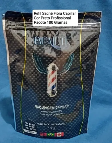 Refil Sachê Fibra Capillar Pacote 100 Gramas Profissional Cor Preto