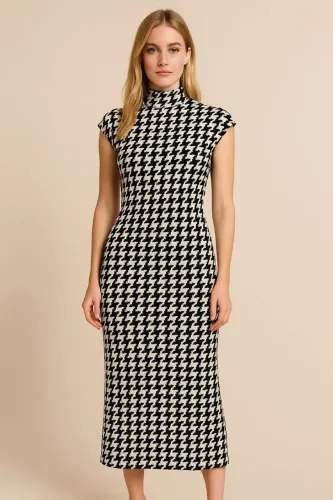 Vestido Midi Estampado Clássico