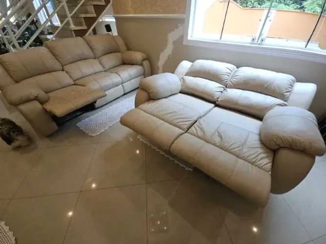 Sofá Couro S Reclinável 3 e 2 Lugares Super LUXO!