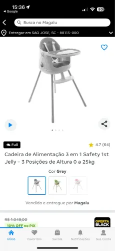 Cadeira alimentação Safety 1ts