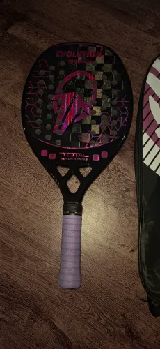 Raquete Beach Tennis Carbono 18k Total Evolution Violeta + Capa + Grip