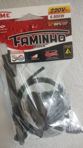 Chuveiro Fame Faminho Preto 220v 6800w Novo Lacrado + Cano 30cm