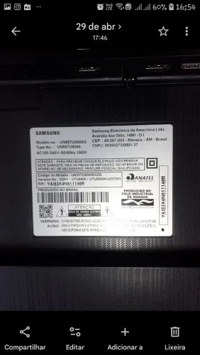 Vendo TV Samsung 55tu8000 tela quebrada.