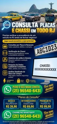 Consulta Placa e Chassi / Nada Consta RJ / Veículos de Leilão / Débitos