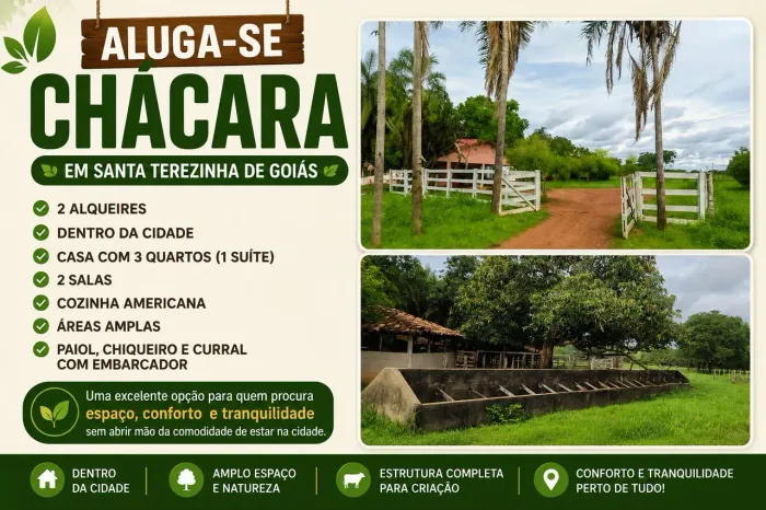 ALUGA-SE CHÁCARA DENTRO DA CIDADE