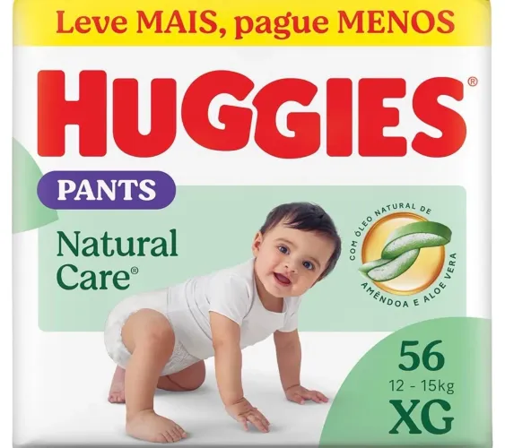 Huggies Fralda Pants Premium Natural Care XG - 56 Un