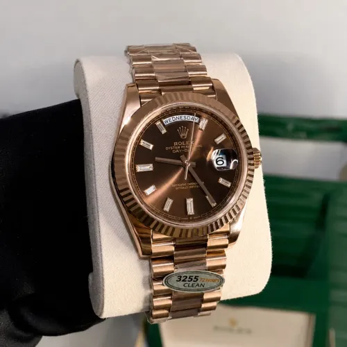 Relógio super c rolex daydate 3255 chocolate clean factory