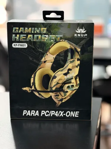 Fone headset microfone PC/PS4/PS5/XBOX ESTÉREO PROFISSIONAL COR MILITAR CINZA