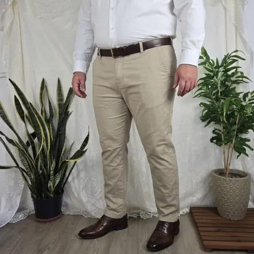 Calça Sarja T46 Masculina Caqui Marfinno Slim