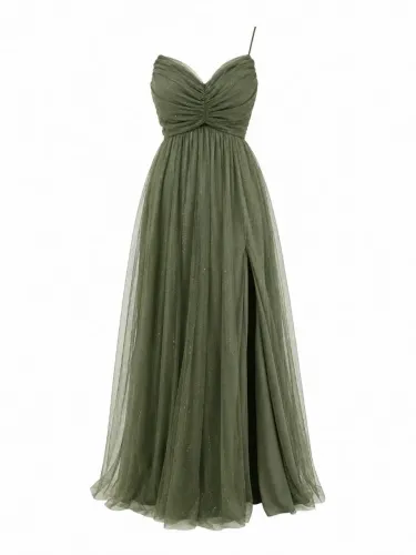 Vestido de casamento verde oliva (com brilhos)