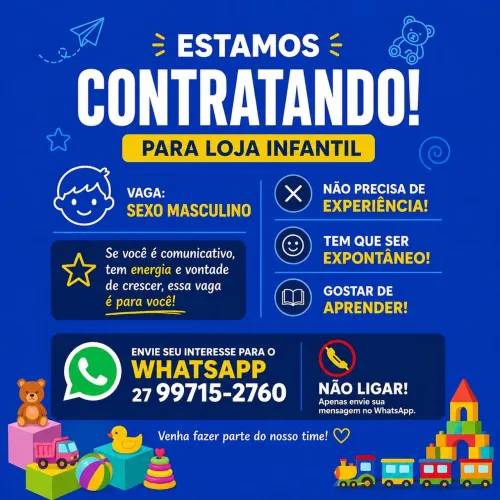 Loja infantil contrata você 