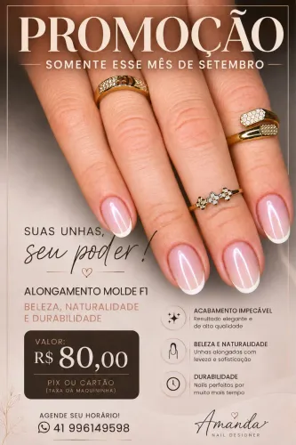 Alongamento molde F1 80 reais