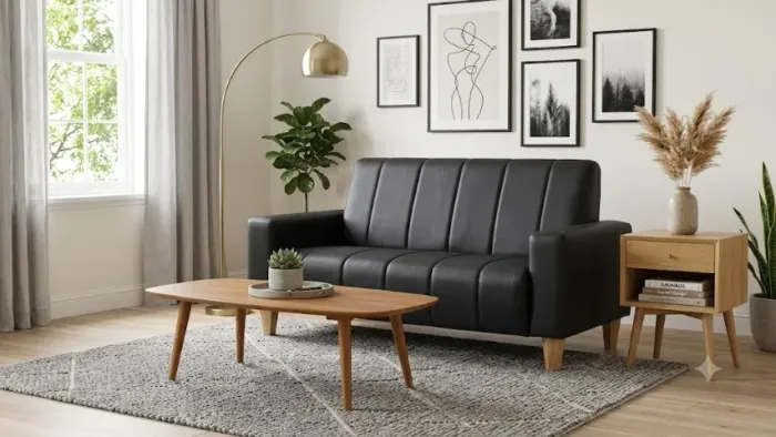 SOFA CORPORATIVO COURO SINTÉTICO 2 LUGARES CHIQUE