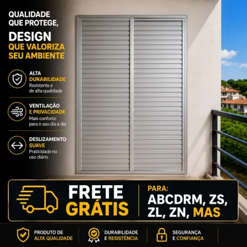 Porta balcão 3 folhas 210 x120 Linha 20 com trinco brilhante frete gratis