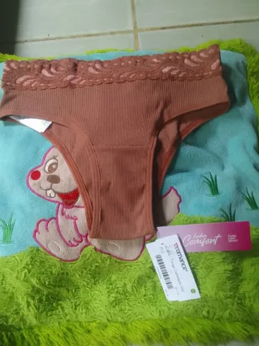 Calcinha tanga canelada mel 