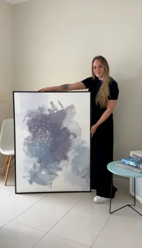 Quadro Grande Abstrato Azul - Tamanho 90x120cm