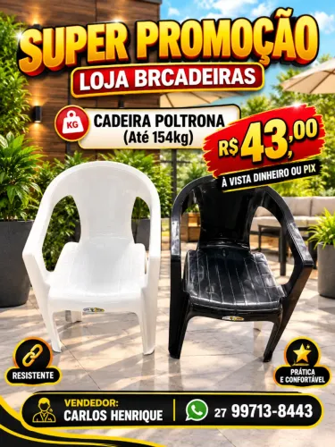Cadeira Plastica Poltrona 154kg
