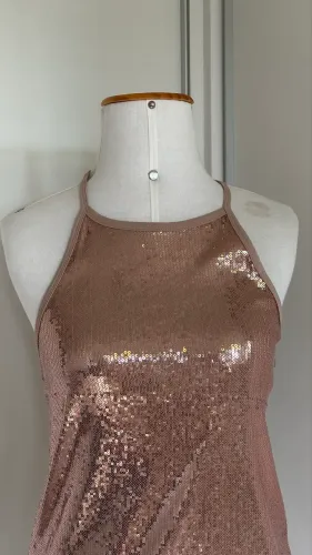 Blusa Siberian M Nude/Rose com Paetês