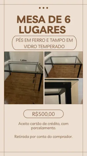 Mesa de jantar para 6 lugares 