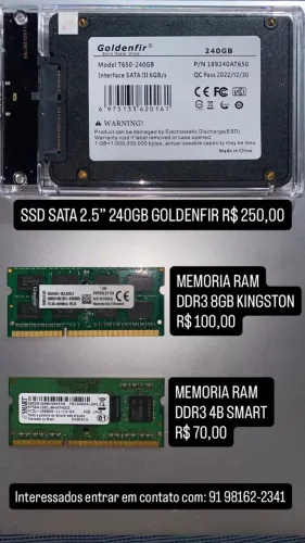 Kit Upgrade p/ Notebook: SSD 240GB + 12GB Memória RAM