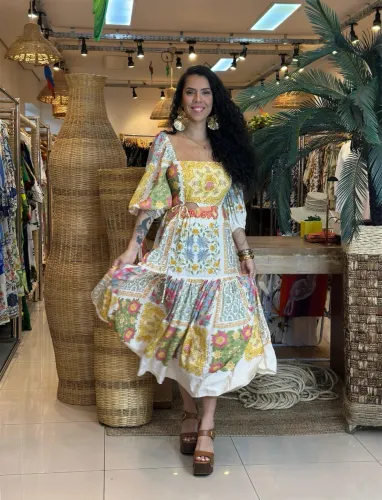 vestido Cropped Farm Lenço Amalfi