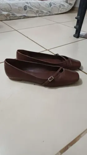 Sapatilha Arezzo Marrom Dark Couro Bico Quadrado