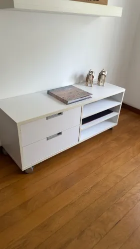 Rack com rodinhas - branco 2 gavetas e 3 prateleiras 