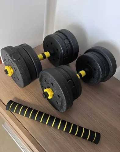 Kit Halteres Ajustáveis 20kg Peso Musculação Preto 3 Em 1