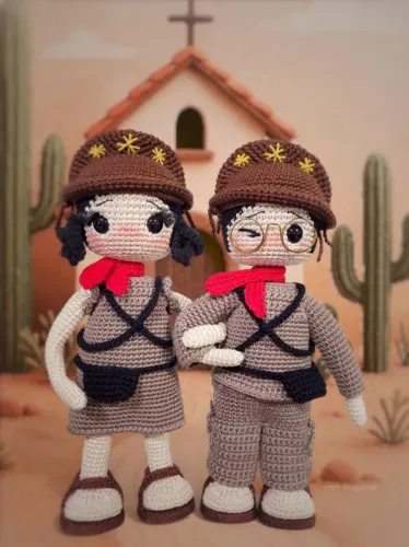 Amigurumi Casal Lampião e Maria Bonita Crochê 31cm Decoração