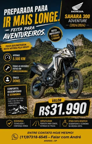 Honda SAHARA Adventure 2024 - Impecável (apenas 5.500km - ÚNICO DONO)