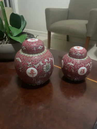 Jogo 02 vasos de porcelana chinesa