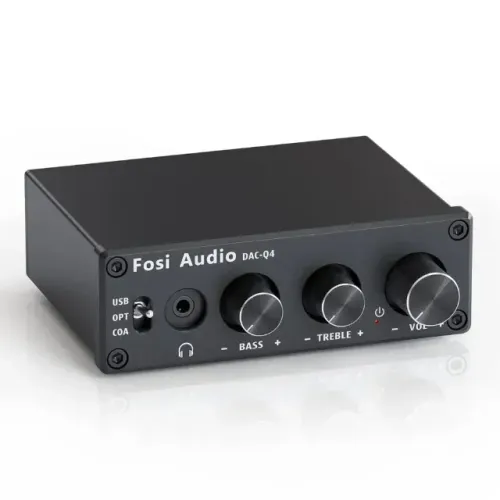FOSI Audio Q4 Mini DAC e Amplificador Fone de Ouvido Profissional Óptico