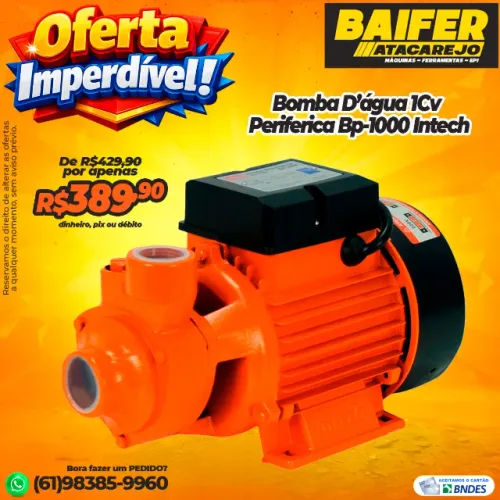 Bomba Dágua 1Cv Periferica Bp-1000 Intech