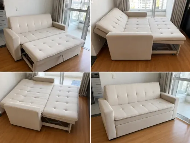Sofá-cama retrátil cor bege