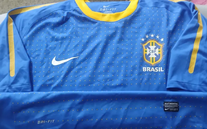 Camisa Seleção Brasil Nike Copa 2010 Africa do Sul de Jogo Tam XL Azul Frete Grátis