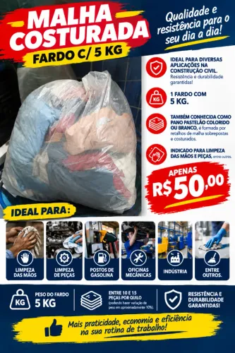 Retalhos De Malha Costurada Colorido 5Kg