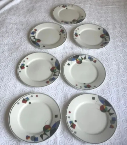 KIT COM 7 PRATOS DE SOBREMESA PORCELANA LYNNS STONE WARW