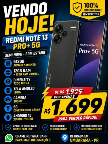 Redmi Note 13 Pro+ 5G 512GB 12GB RAM Semi Novo
