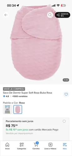 SACO DE DORMIR BEBÊ BUBA