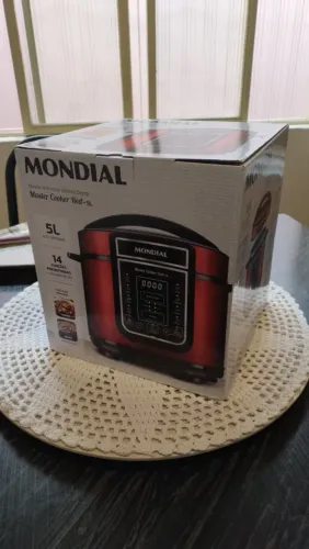 Panela de Pressão Elétrica Digital 5L Mondial Vermelho/Inox 900W - PE-39