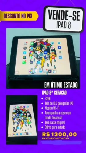 iPad 8ª geração | iPad 8th | iPad 8 | Ótimo estado | Acompanha case com modo descanso