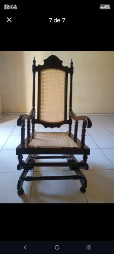 Cadeira de balanço em palhinha nova, *, Valdemar.