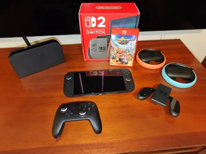Nintendo Switch 2 BR Completo + Mario Kart World + Wheel Joy-Con - Estado de Novo