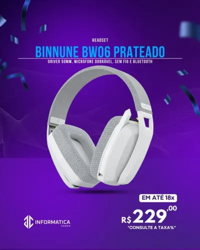 HEADSET BINNUNE BW06 PRATEADO